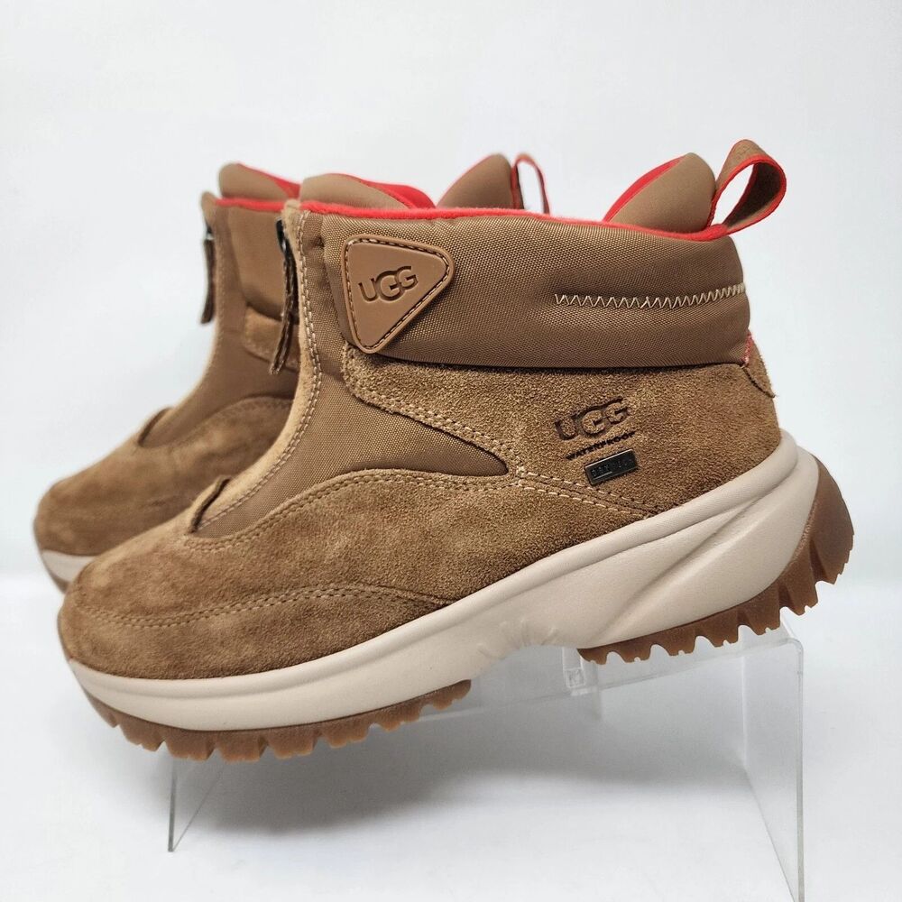 UGG Snow Boots Womens Size 7 Brown Waterproof Suede Ankle Zip Winter Shoes - Picture 3 of 9